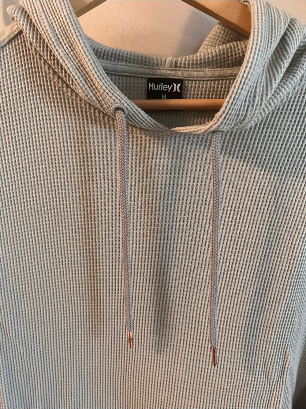 Hurley Men's Light Green Waffle-Knit Hoodie Sweater